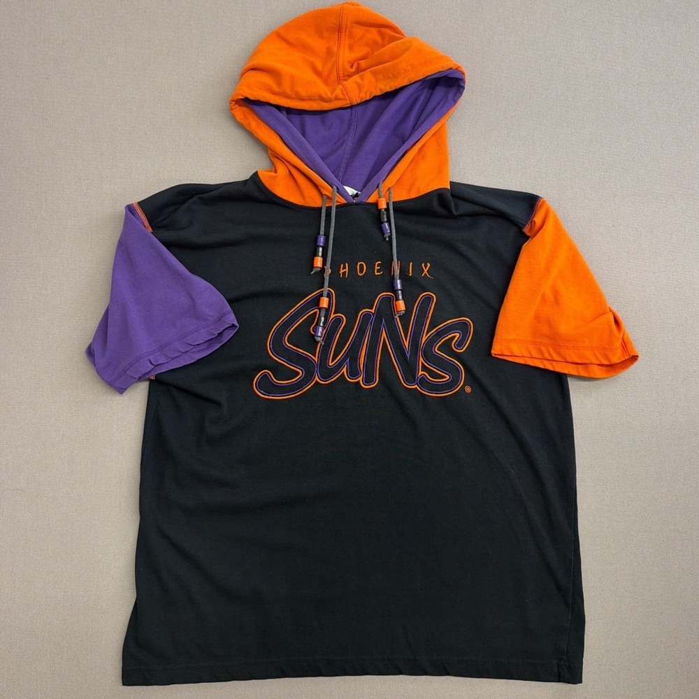 Vintage Starter Phoenix Suns Hoodie Shirt Mens Large Colorblock NBA Black Orange